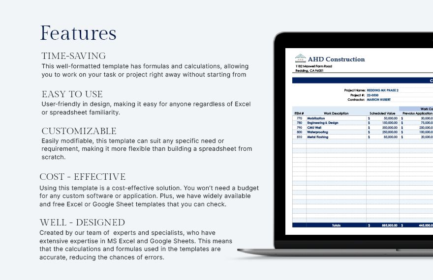 Construction Schedule Of Values Template Google Docs Google Sheets