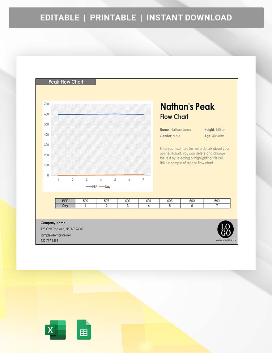 Pediatric Peak Flow Chart Google Sheets Excel Template Net