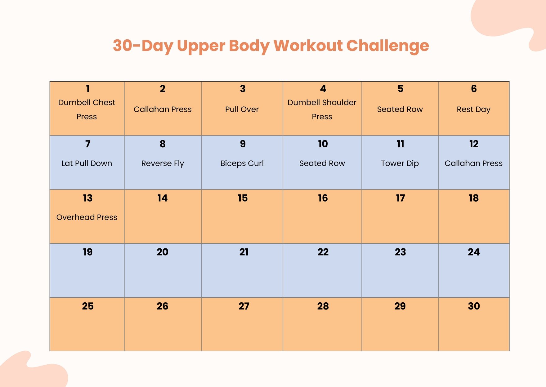 Free 30 Day Workout Challenge Infoupdate Org