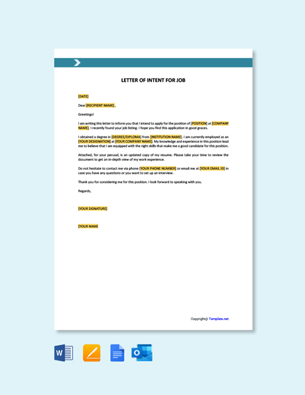 Letter Of Intent For Job Opening Template Free PDF Google Docs Word Template Net