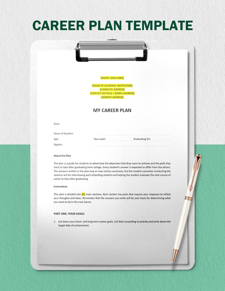 Career Plan Template Google Docs Word Apple Pages Template Net