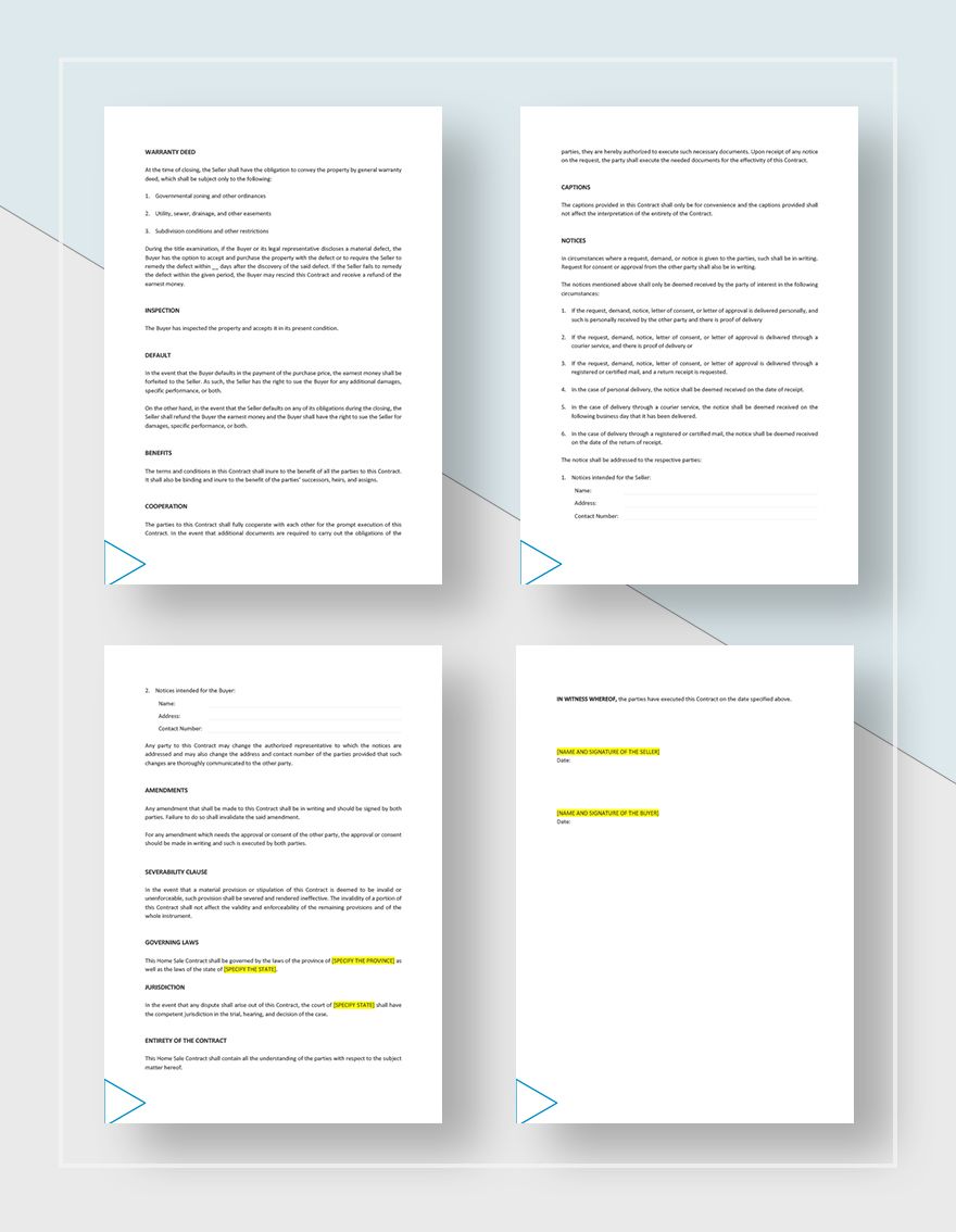 Home Sale Contract Template Google Docs Word Apple Pages Template Net