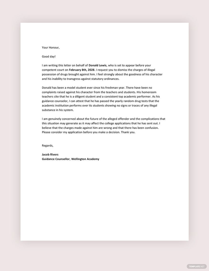 Free Character Reference Letter Template For Court Ad vrogue co