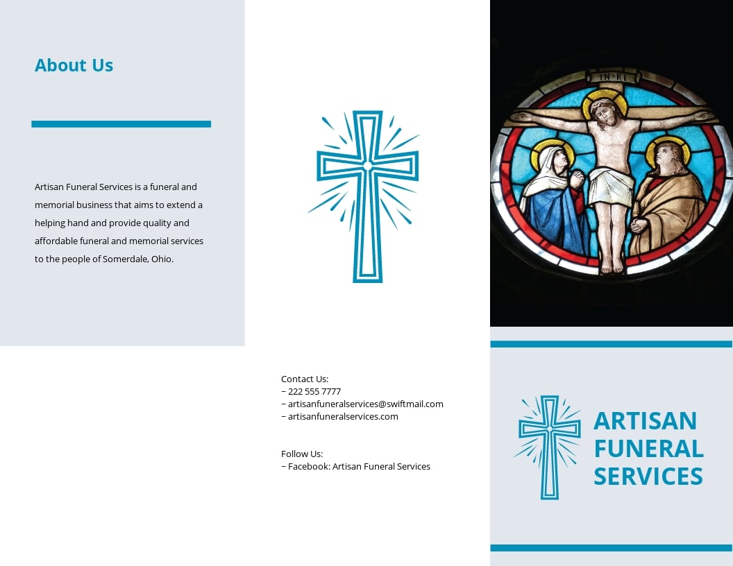 Catholic Funeral Service Bi Fold Brochure Template Google Docs Illustrator InDesign Word