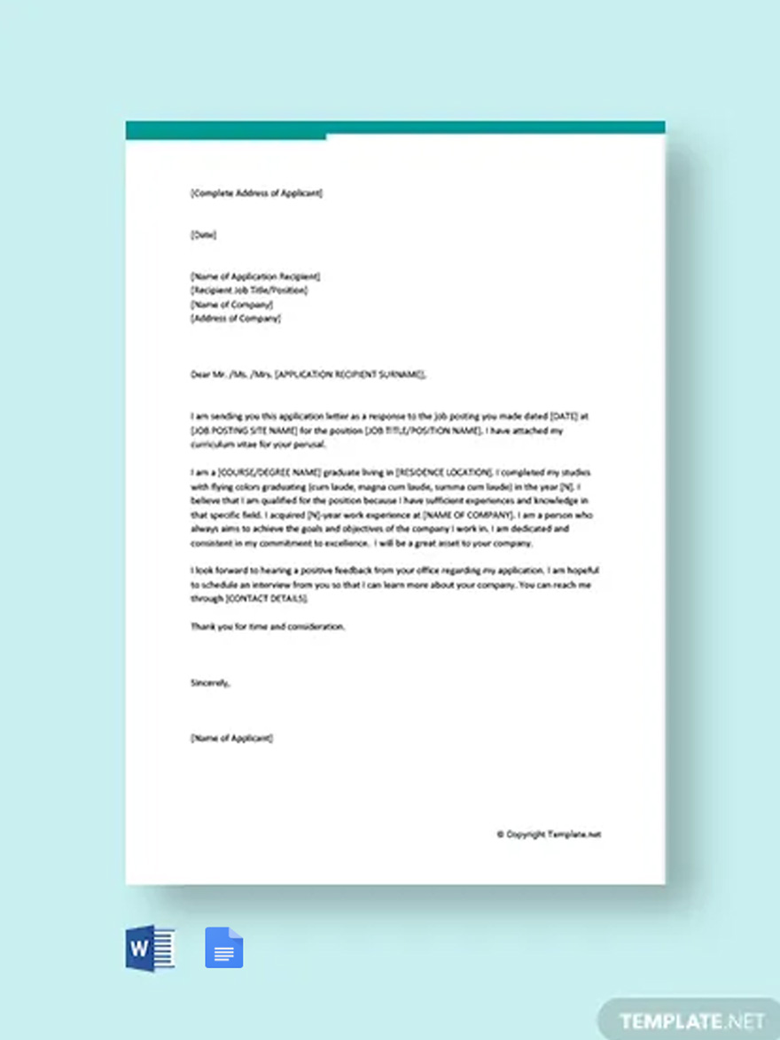 General Application Letter For Any Position Template Google Docs Word Template Net