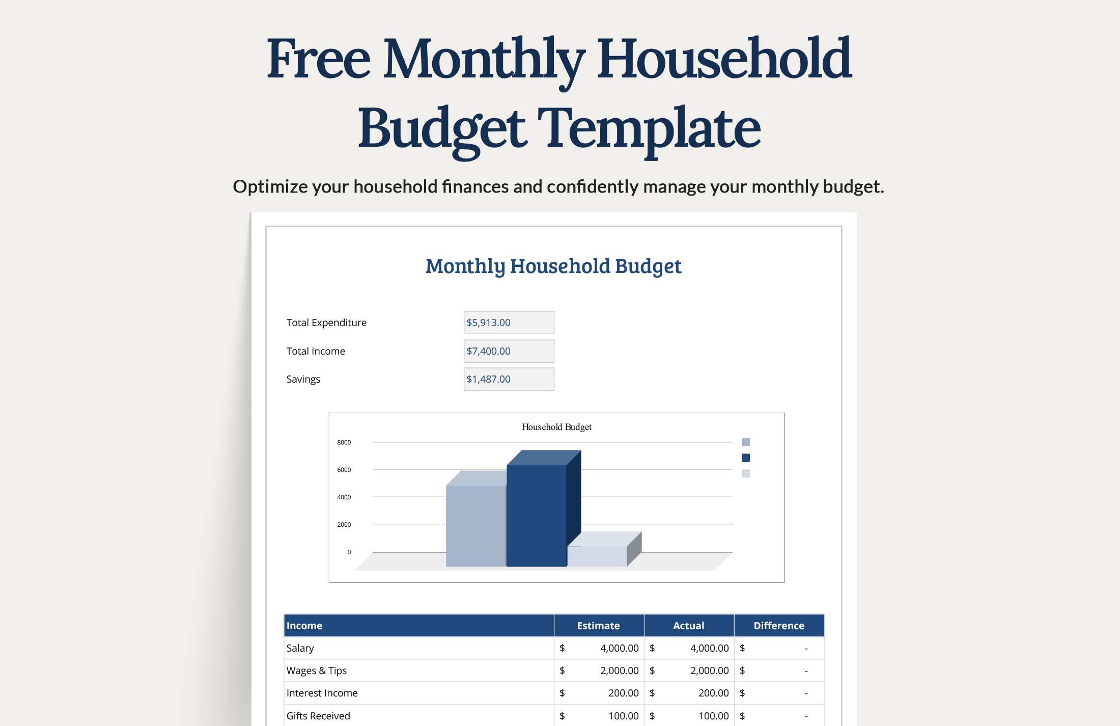 Free Monthly Household Budget Template Google Docs Google Sheets