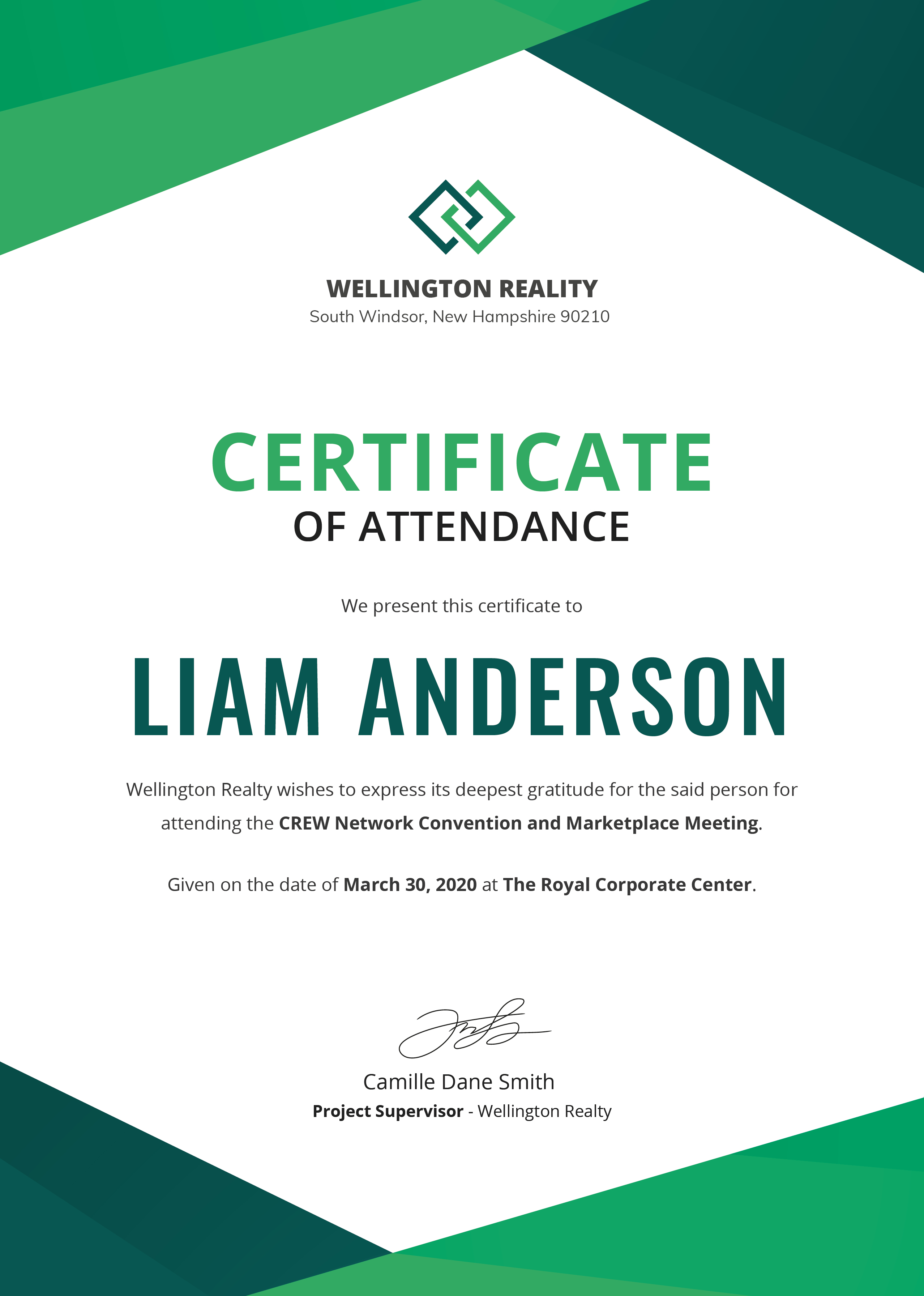 free program attendance certificate template