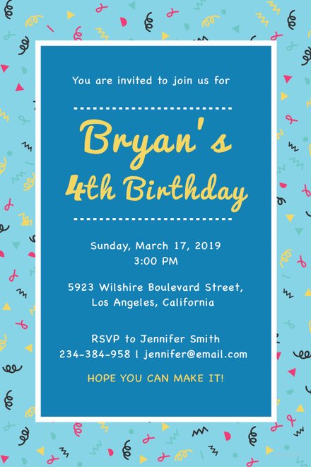 free kids birthday invitation template