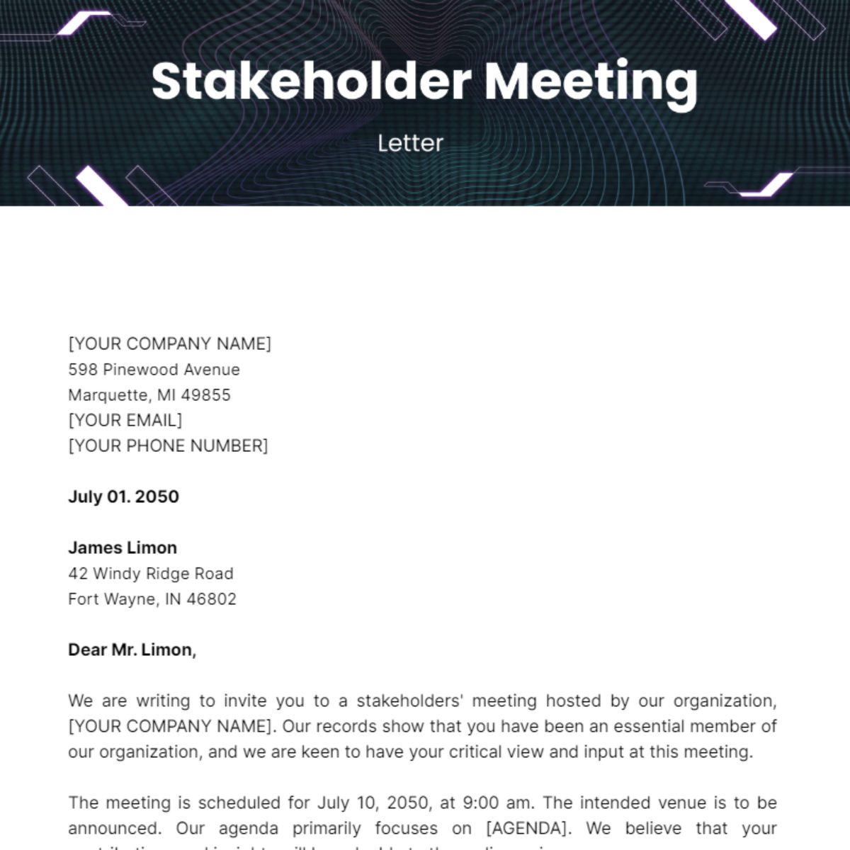 Stakeholder Meeting Letter Template Template Net