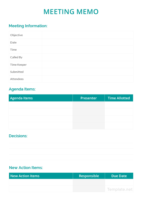 sample meeting memo template