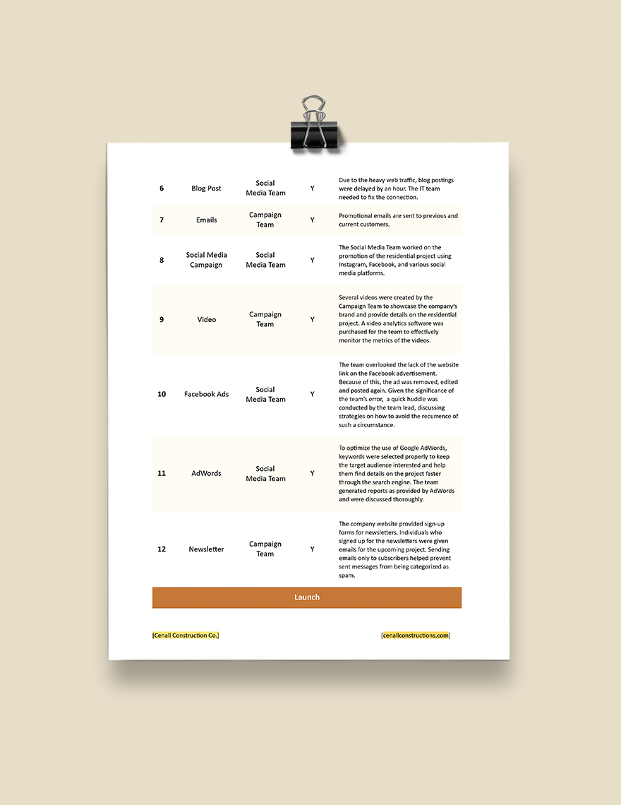 Construction Project Marketing Checklist Template Google Docs Word