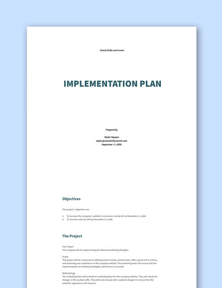 Free Basic Project Implementation Plan Template Google Docs Word