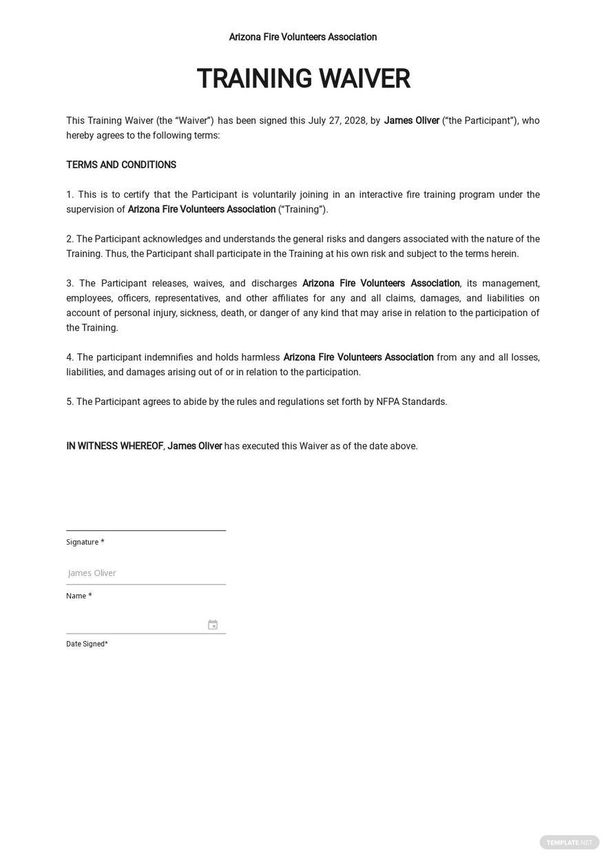 Training Waiver Form Template Free Pdf Google Docs Word Template Net