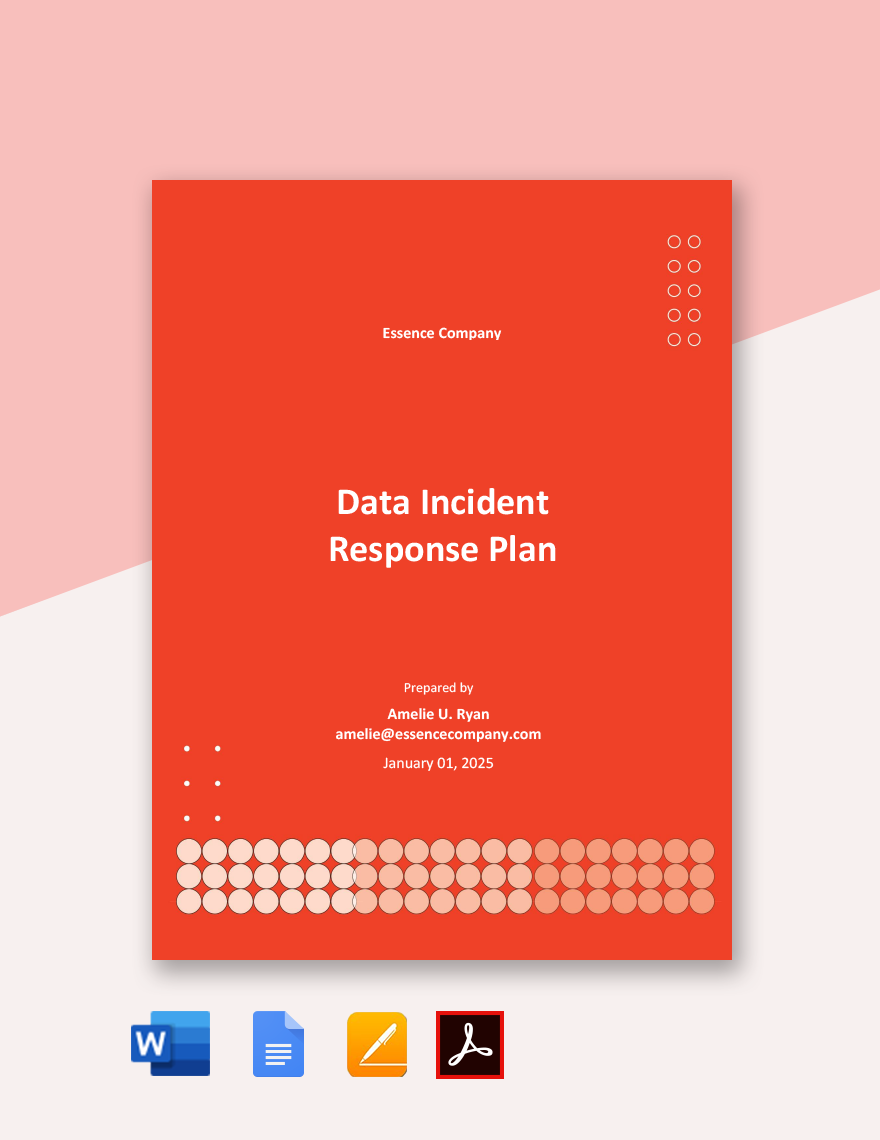 Data Incident Response Plan Template Google Docs Word Apple Pages