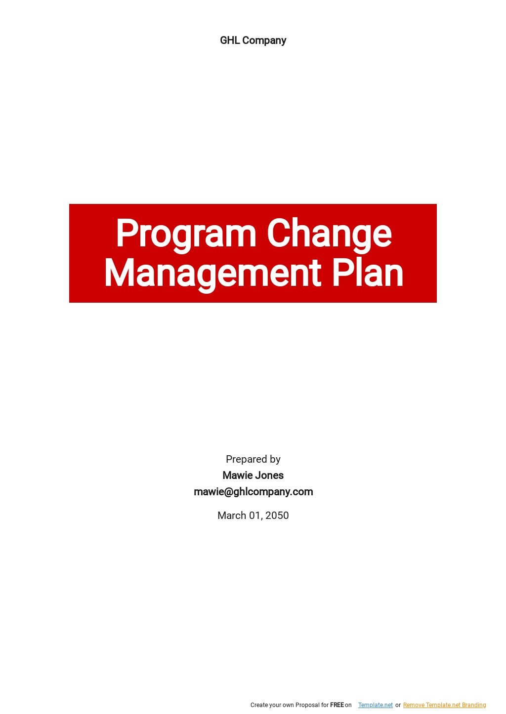 Program Change Management Plan Template Google Docs Word Apple Pages PDF Template Net