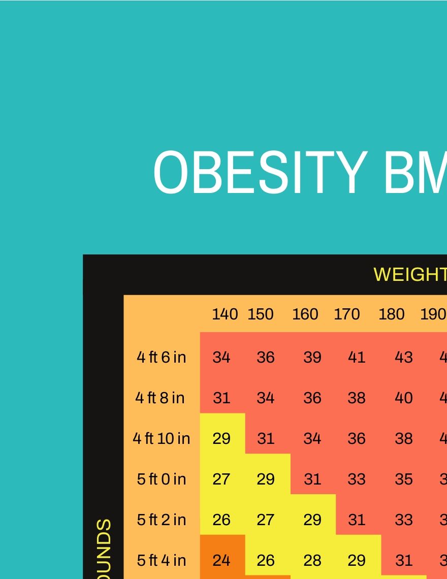 Obesity Bmi Chart In Psd Illustrator Word Pdf Download