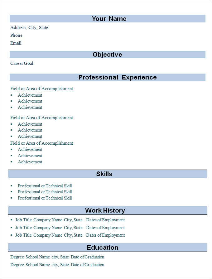 basic outline resume