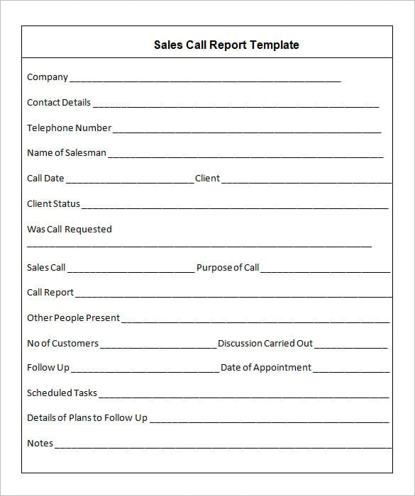 Daily call report format sales