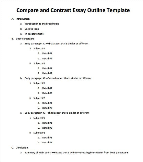 Comparative and contrast essay samples