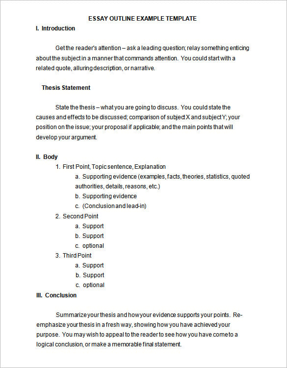 Examples of an essay outline