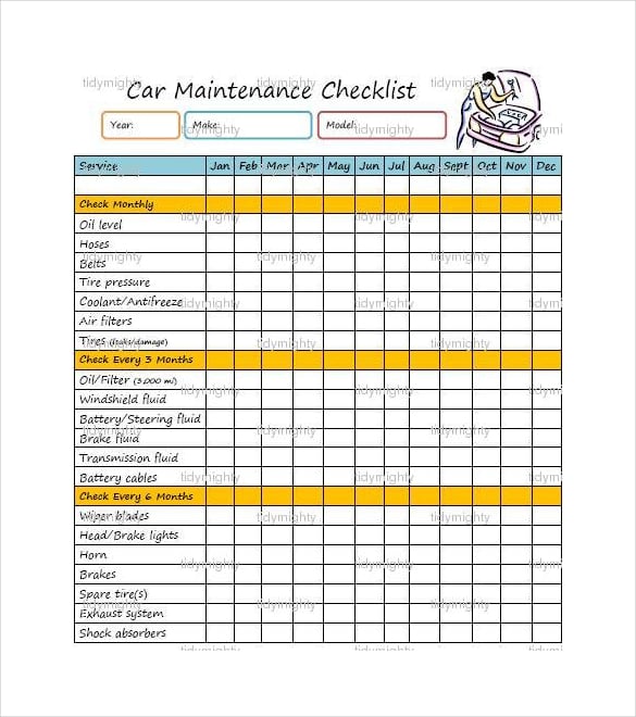 Equipment Preventive Maintenance Checklist Template Excel