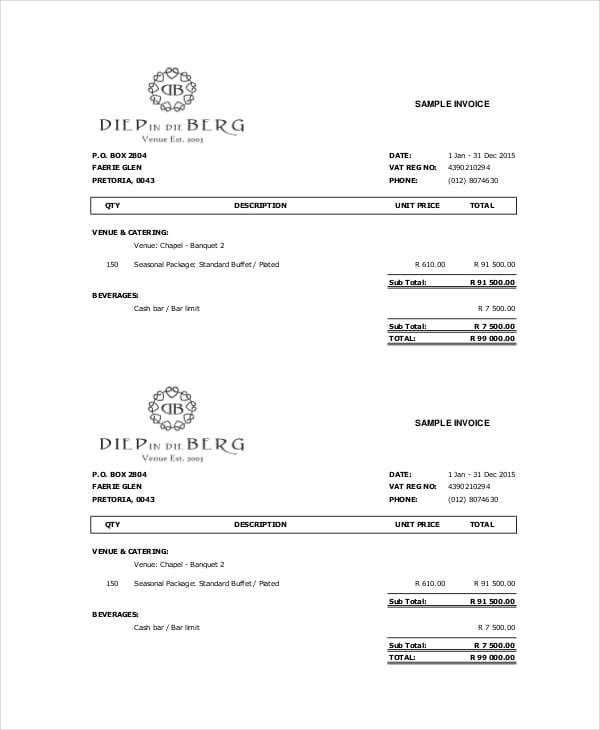 24+ Wedding Services Invoice Sample Excel Templates