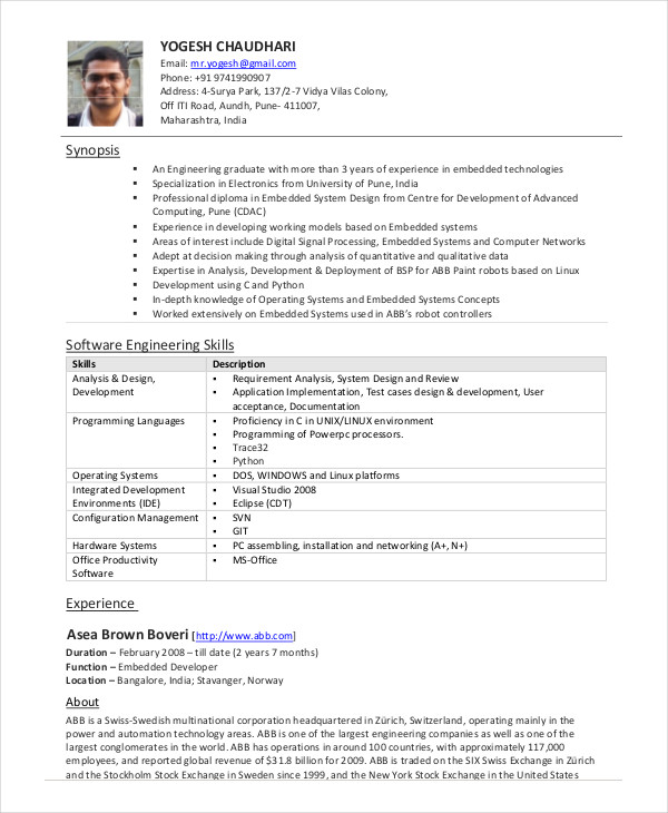 10 Years Experience Software Engineer Resume prioritywealth