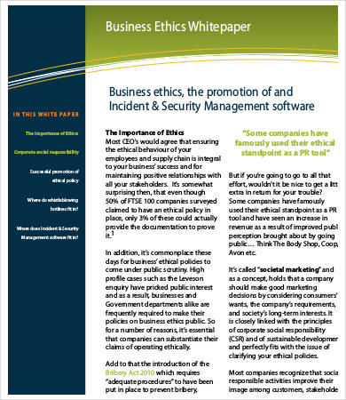 business ethics paper topics