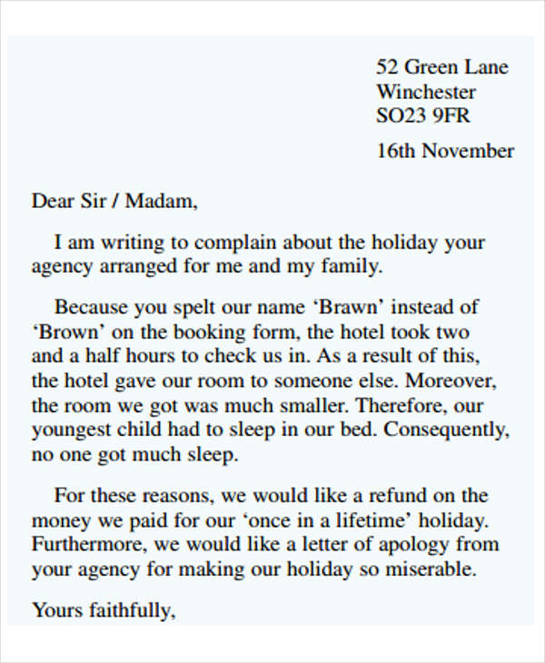 Examples Of Formal Letter Writing In English