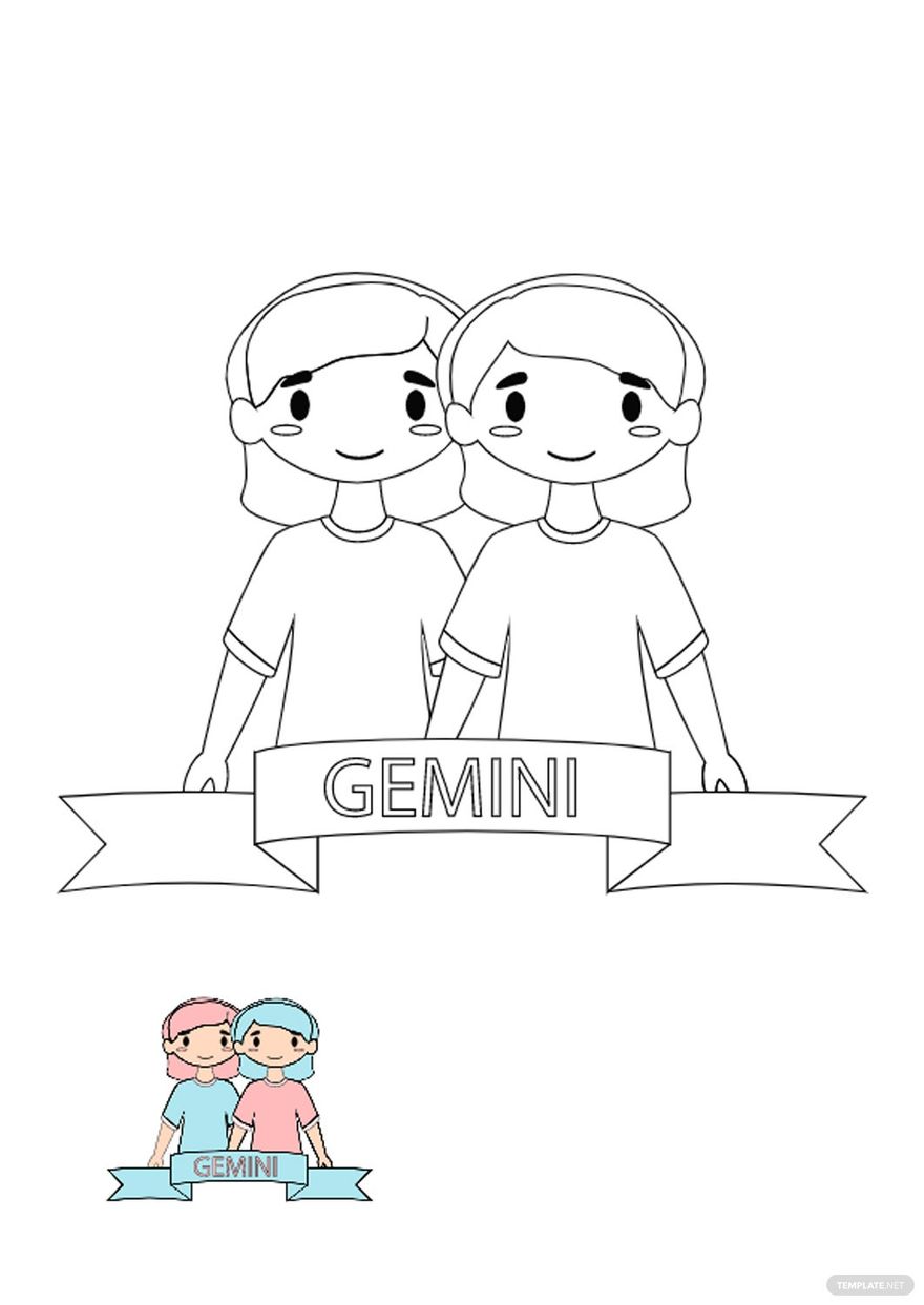 Free Cute Gemini Coloring Page