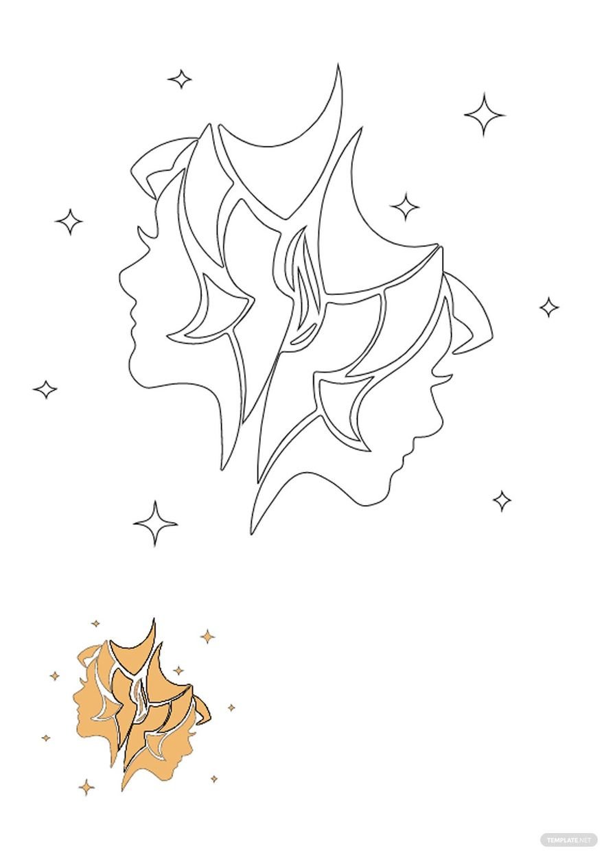 Gold Gemini coloring page