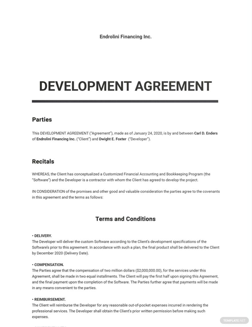 Custom Software Development Agreement Template