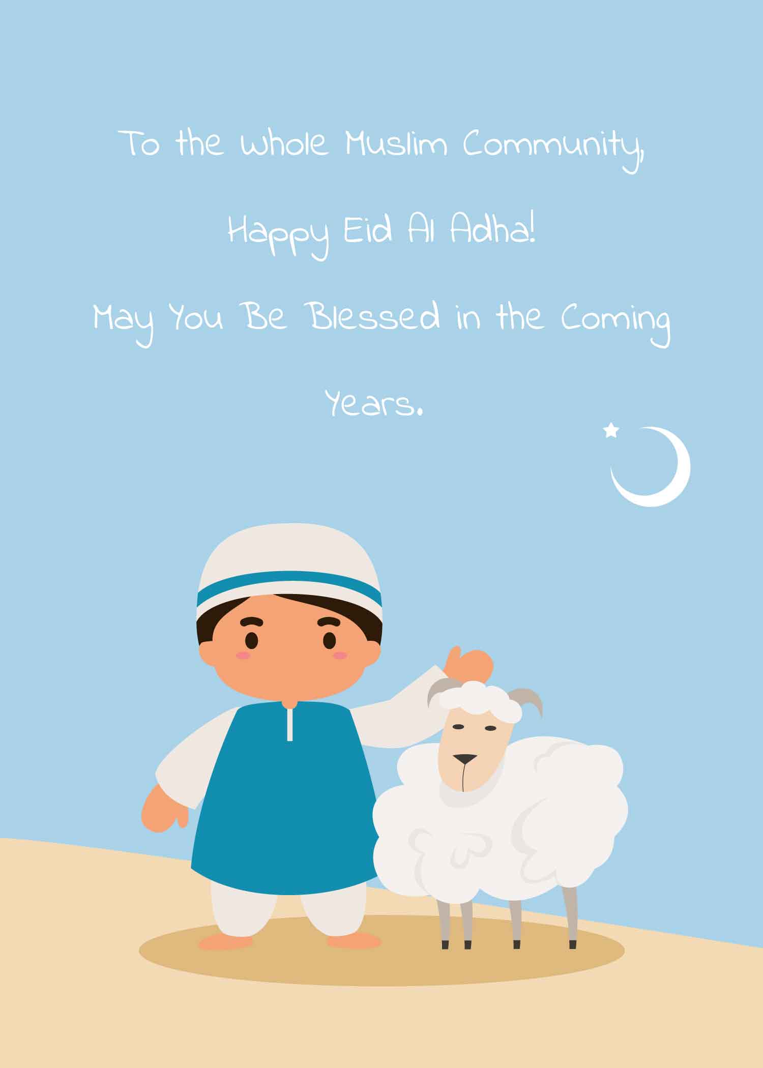 Free Cartoon Eid Al Adha Card in Word, Google Docs, Illustrator, PSD, Apple Pages, Publisher
