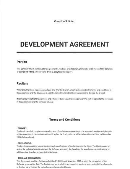 Software Development And Publishing Agreement Template Word Doc Google Docs Apple Mac Pages Template Net