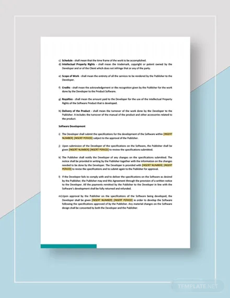 Software Development and Publishing Agreement Template
