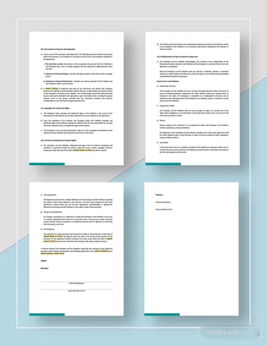 Software Development and Publishing Agreement Template