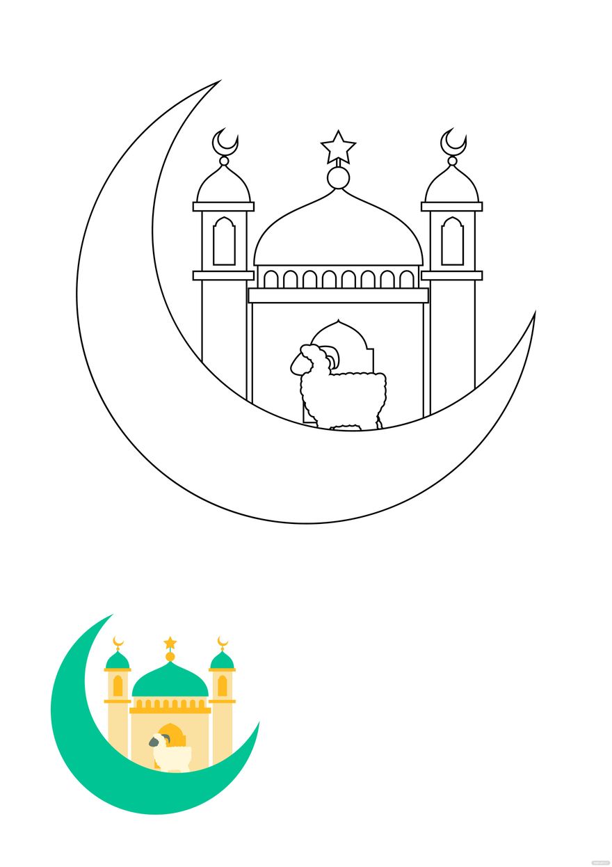 Printable Eid Al Adha Coloring Page in PDF, JPG