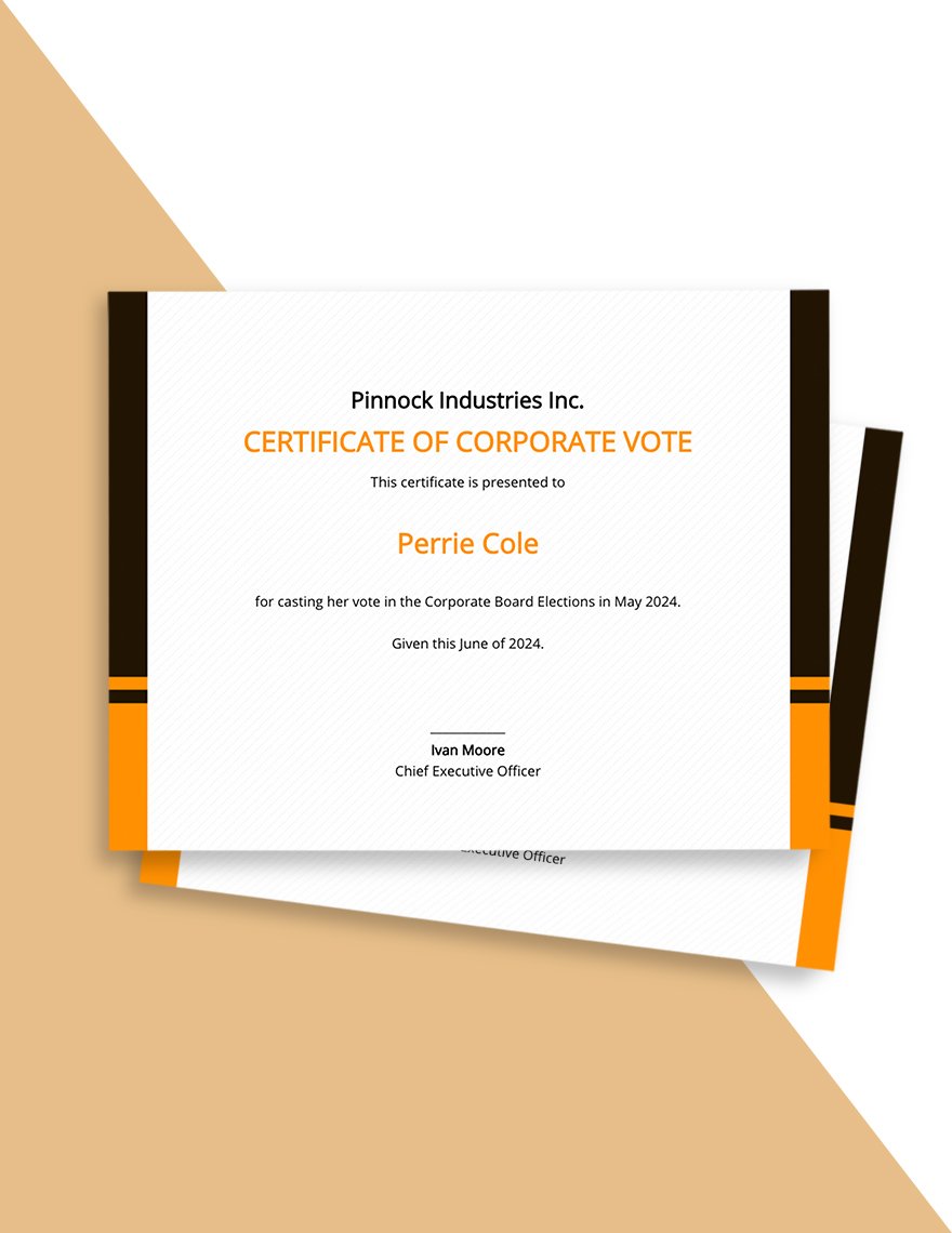 Certificate of Corporate Vote Template