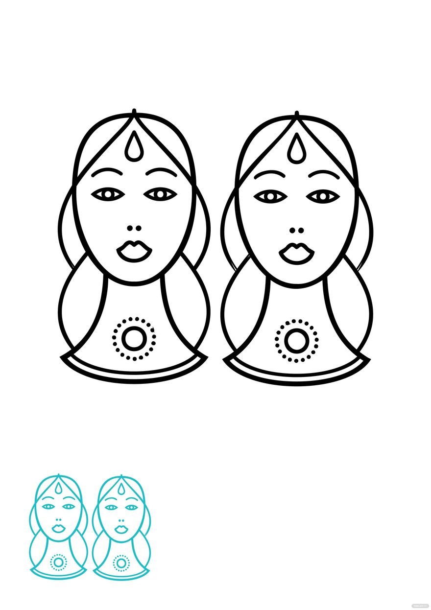 Free Gemini Outline Coloring Page in PDF, JPG