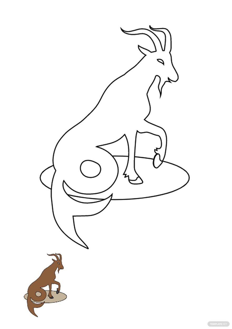 Free Transparent Capricorn coloring page