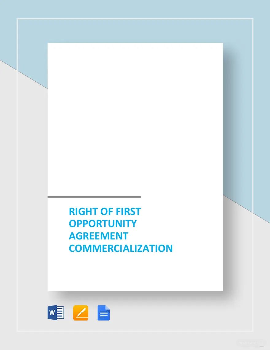 Right of First Opportunity Agreement Commercialization Template