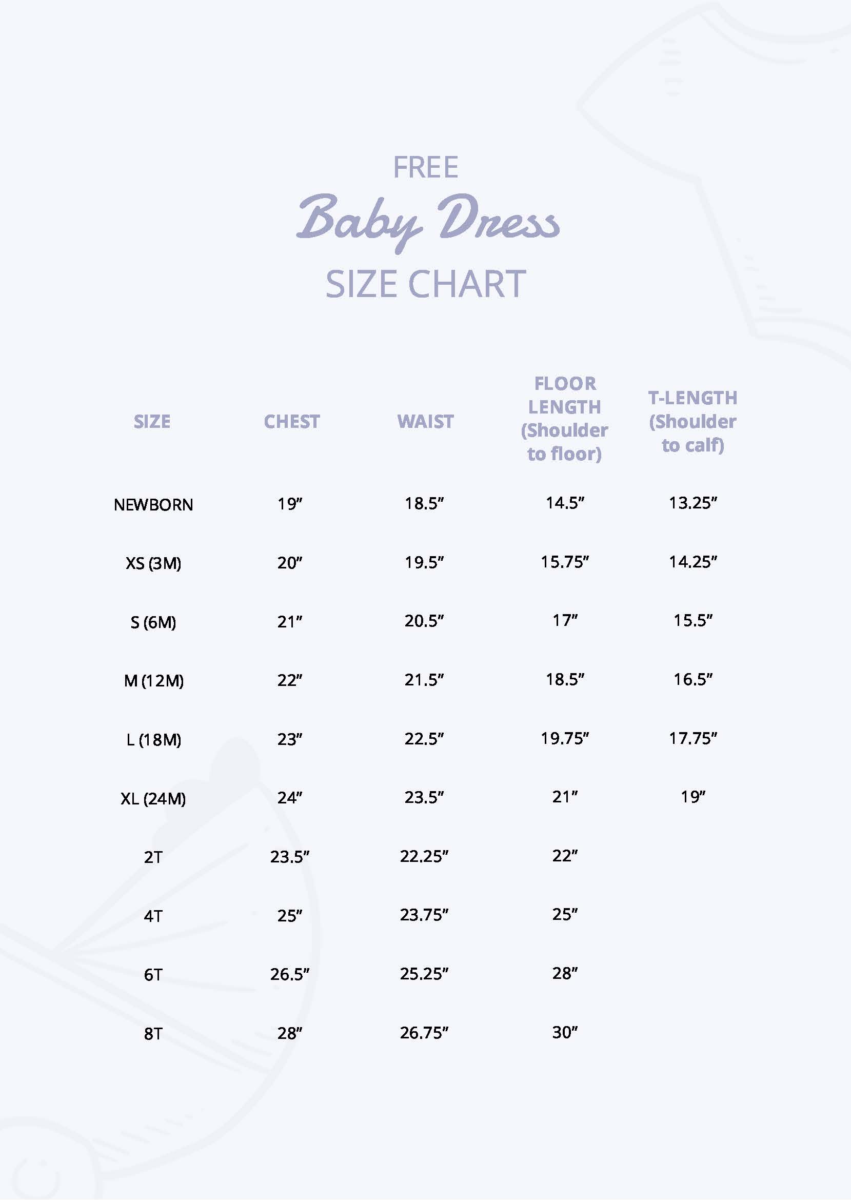 Dress Size Chart Female in PDF Download