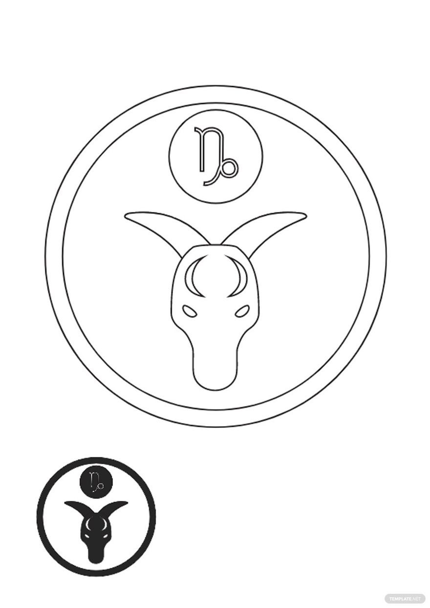 Free Black And White Capricorn coloring page