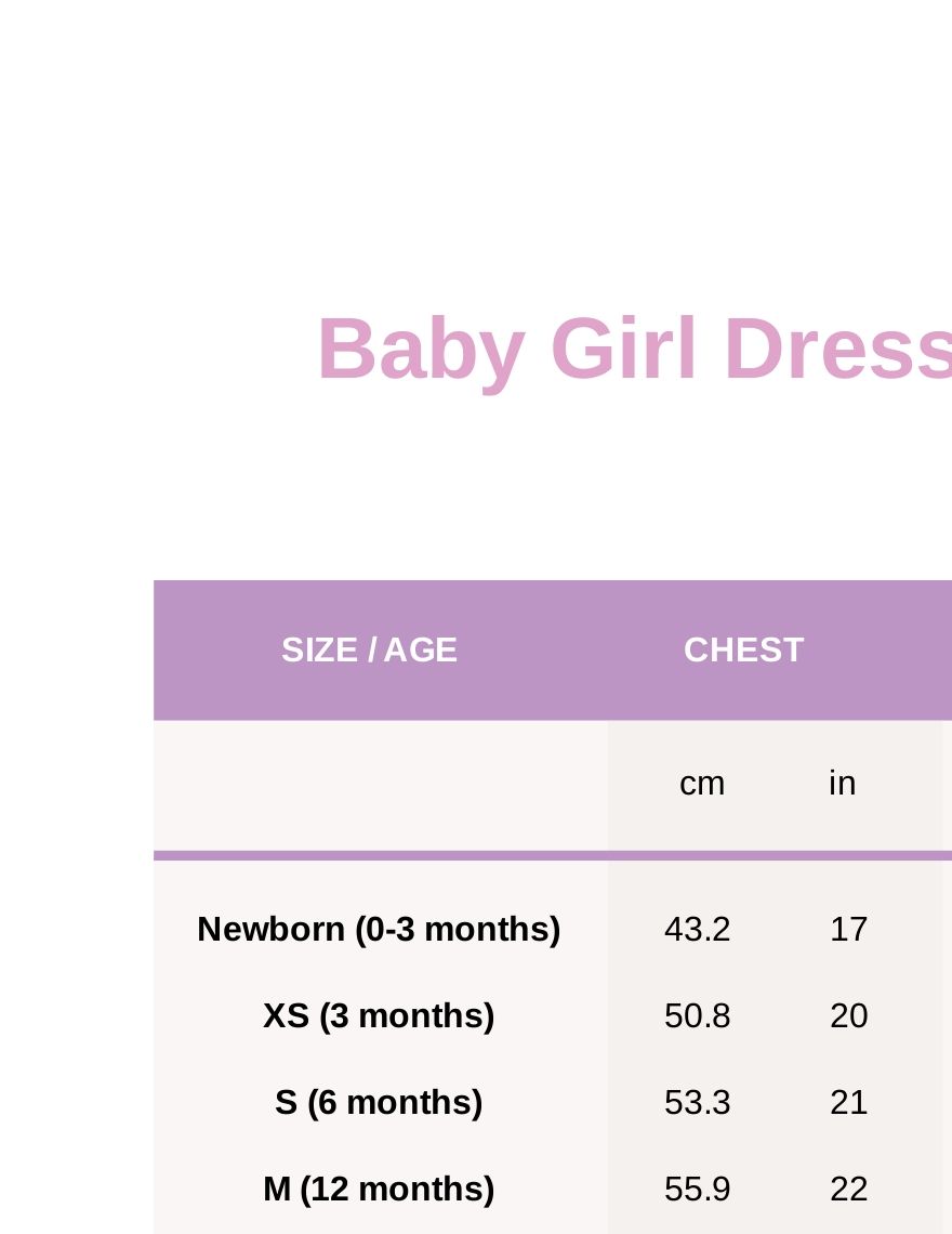 Free Juniors Dress Size Chart PDF