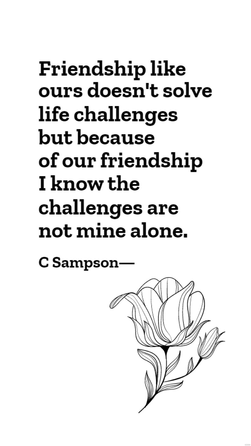 C Sampson - Friendship like ours doesn't solve life challenges but because of our friendship I know the challenges are not mine alone.