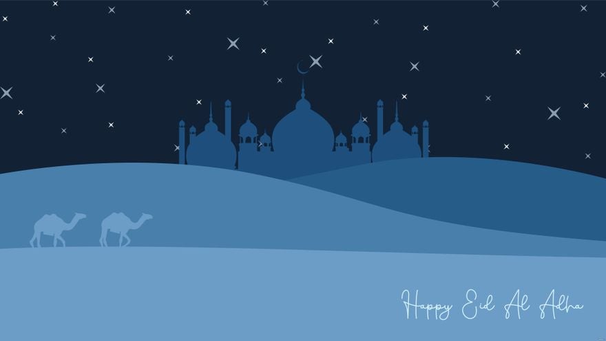 Free Blue Eid Al Adha Background in Illustrator, EPS, SVG, JPG, PNG