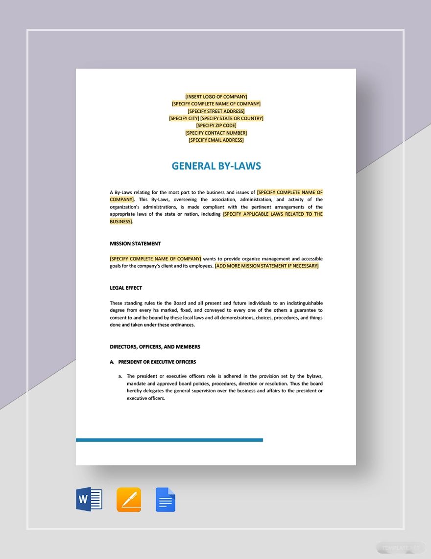 General By-Laws Template