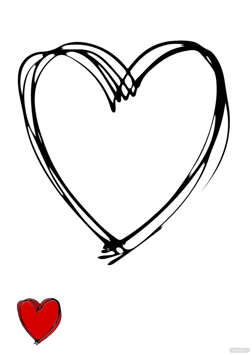 Heart Scribble Coloring Page in PDF
