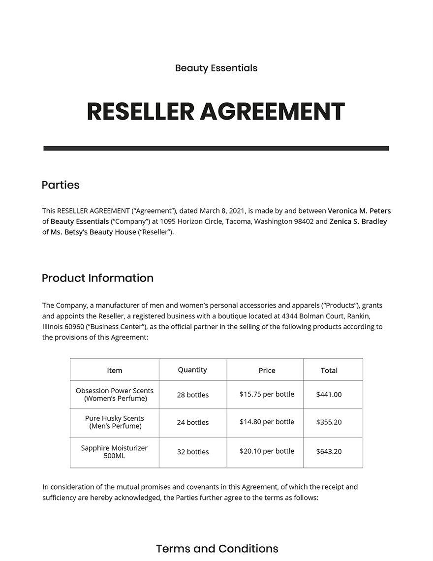Reseller Agreement Template
