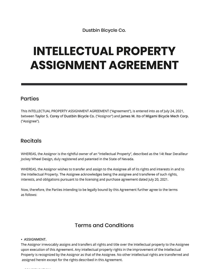 Intellectual Property Assignment Template